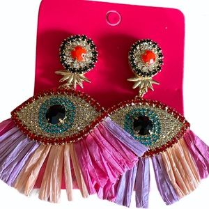 Women’s Rattan tassel earrings multi color